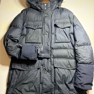 Massimo Dutti Men's XXL Down Puffer Jacket Navy